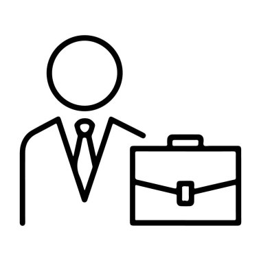 Takım elbiseli, kravat ve evrak çantalı birini gösteren basit bir resim simgesi..