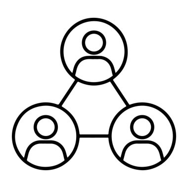 Üçgen bir ağa bağlı üç kişiyi gösteren basit bir çizgi resim simgesi.