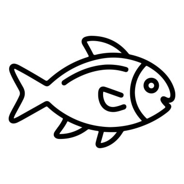 Yüzgeçleri ve kuyruğu olan bir balığın minimalist siyah beyaz tasviri.