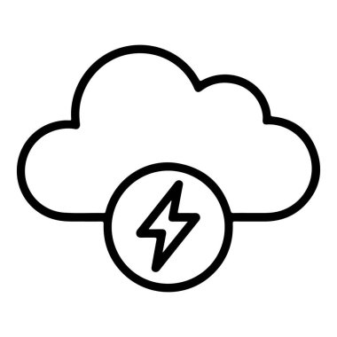 Çemberin içinde bir yıldırım olan basit bir bulut çizimi.