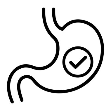 Çemberin içinde sağlıklı olduğunu gösteren işaretli bir insan midesi çizgisi çizimi..