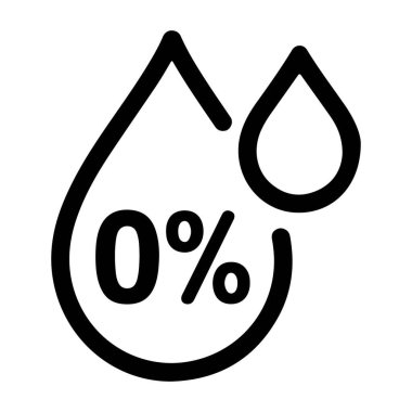 Su damlacıklarıyla yüzde sıfır su içeren basit bir siyah çizgi simgesi.