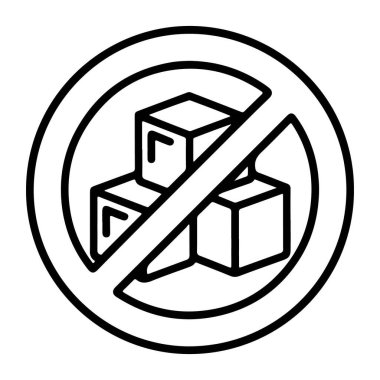 Yasaklama çemberinin içinde üç şeker küpünün siyah ve beyaz çizimi.