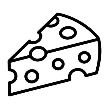 Üç köşeli İsviçre peynirinin delikli, minimalist siyah beyaz çizgisi..