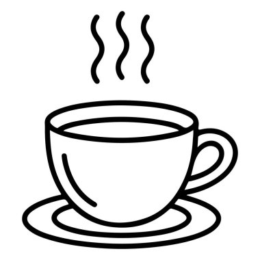 Sıcak bir bardakta yükselen buharlı siyah beyaz bir içecek çizimi..