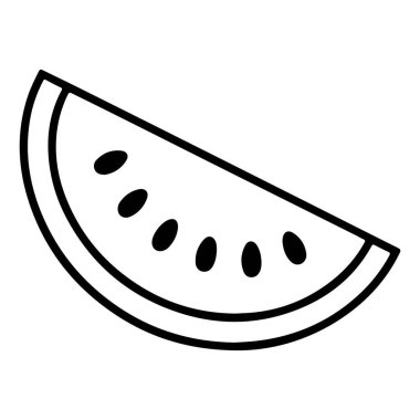 Siyah ve beyaz minimalist bir karpuz diliminin siyah ve beyaz çizimi..