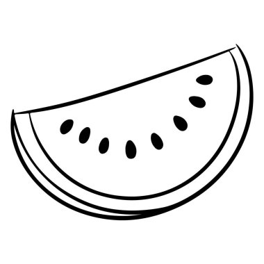 Çekirdekli tek bir dilim karpuzun minimalist çizimi..
