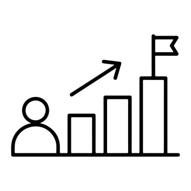 Kişisel gelişimi, kariyer ilerlemesini ve yükselen grafik ve bayrak ile başarıyı temsil eden simge.