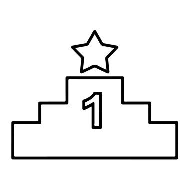 Kazanan podyumun basit bir çizimi. Bir numara ve bir yıldız..