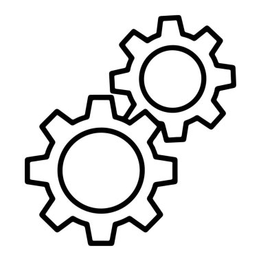 Bağlantı ve mekaniği sembolize eden iki vitesin minimalist çizgisi..