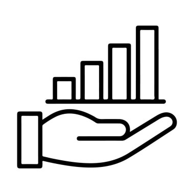 Yükselen bir çubuk tablosunu destekleyen basit bir çizgi resim simgesi.