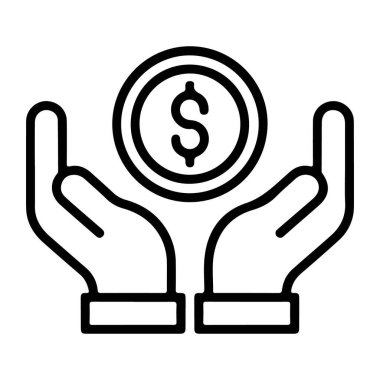 Bir dolar işareti ile bir madeni parayı beşik gibi sallayan iki eli resmeden basit bir sanat simgesi.