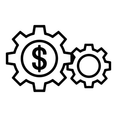 Birbirine kenetlenmiş iki vites, biri dolar işareti, finansal sistemleri ve işlemleri temsil ediyor.