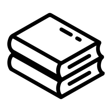 Birbiri üzerine izometrik perspektifte dizilmiş iki kapalı kitabın minimalist çizimi.