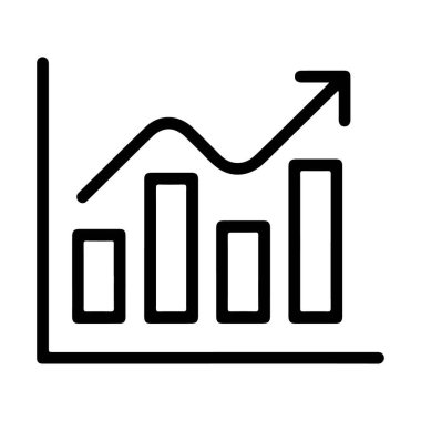 Çubuk grafiğinde yer alan basit bir çizgi grafiği pozitif bir eğilim ve artan büyümeyi betimler.