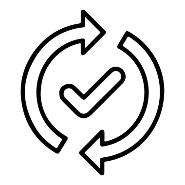 İki dairesel ok ve başarılı tamamlamayı gösteren belirgin bir kontrol işaretine sahip biçimlendirilmiş bir simge.