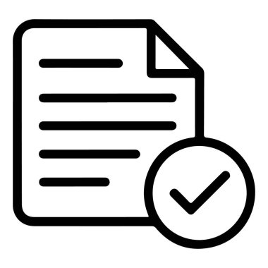 İşaretli bir belgeyi temsil eden basit bir çizgi resim simgesi, tamamlamayı veya onaylamayı simgeler.