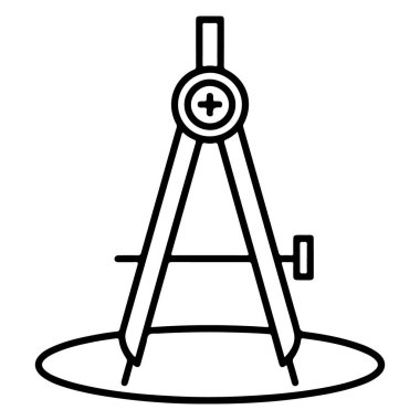 Bir çizim pusulasının siyah beyaz çizimi bir çember oluşturur.