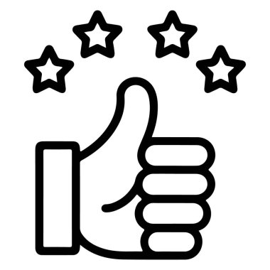 Üzerinde dört yıldız olan bir işaret gösteren basit bir çizgi sanat simgesi mükemmel bir geri bildirim anlamına gelir..