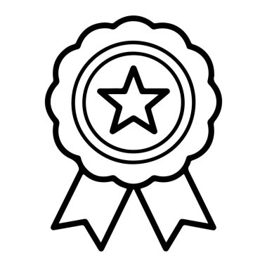 Bir yıldız ödüllü kurdelenin siyah-beyaz çizimi. Kenarı taraklı ve iki kurdeleli..