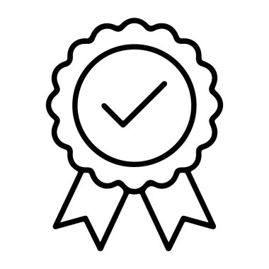 Çemberin içinde belirgin bir işaret olan bir Rosette ödül kurdelesinin minimalist ana hatları..