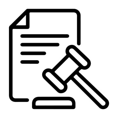 Hukuki bir belgenin ana simgesi ve tokmak hukuki işlemleri, adaleti ve otoriteyi simgeler..