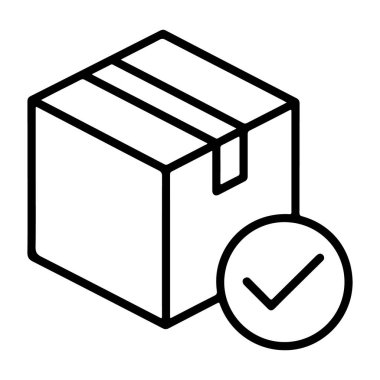 Mühürlü bir nakliye kutusunun izometrik çizgisi işaretli bir çemberin yanında..