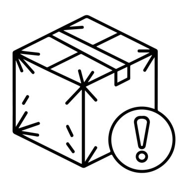 Mühürlü bir nakliye kutusunun ana simgesi. Uyarı ya da önemli bir uyarıyı gösteren bir uyarı simgesi..