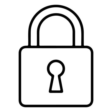 Klasik bir asma kilidin anahtar delikli siyah beyaz çizimi.