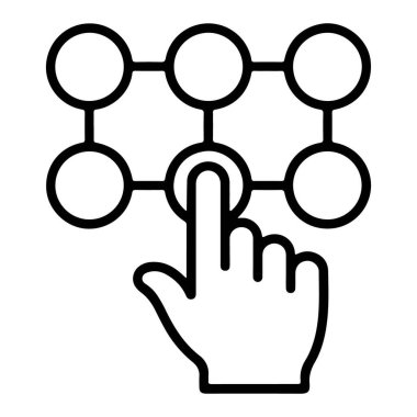 Izgarada daireye parmak basan bir el simgesi desen kilidini temsil ediyor..