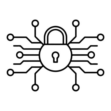 Devre kartının ortasında dijital güvenlik ve veri korumasını sembolize eden stilize bir asma kilit..