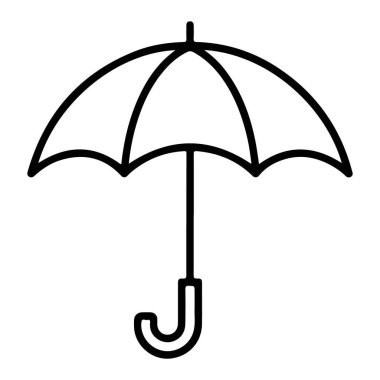 Açık şemsiyeli, beyaz arka planda kıvrımlı bir resim çizimi..