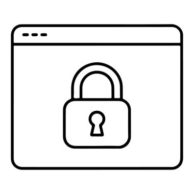 Güvenlik ve mahremiyeti sembolize eden asma kilitli bir tarayıcı penceresinin basit bir çizimi.