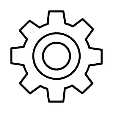 Merkezi merkezli ve eş merkezli bir dişli siyah ve beyaz çizgi çizimi.