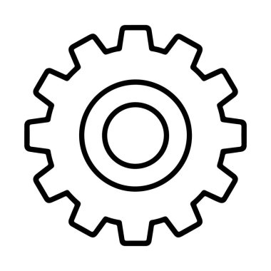 Tek dişli dişli bir dişlinin minimalist siyah beyaz çizimi..