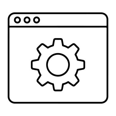Basit bir çizgi resim simgesi tarayıcı penceresini içinde dişli sembolü olan, ayarları veya yapılandırmayı sembolize eden.