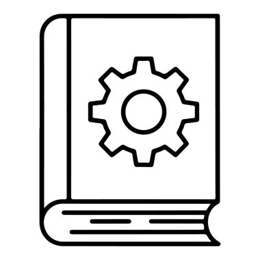 Kapağında vites sembolü olan kapalı bir kitabın basit bir çizimi..