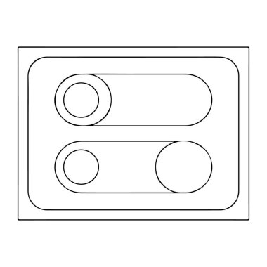 Yuvarlak dikdörtgen kenarlık içinde dairesel düğmeleri olan iki anahtarın minimalist çizgisi çizimi.