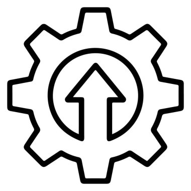 Büyümeyi, gelişmeyi ve operasyonel gelişimi temsil eden, yukarı bakan bir ok ile stilize edilmiş bir vites..