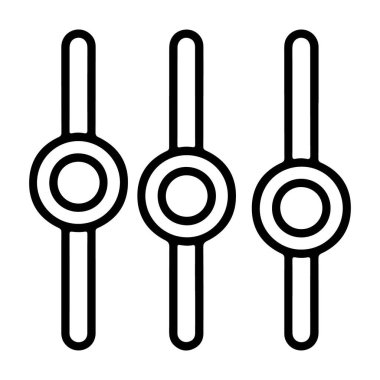 Dairesel ayarlama düğmeleri ile üç dikey kaydırma çubuğu tasvir eden basit bir çizgi resim simgesi.