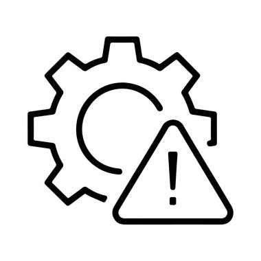 Uyarı üçgeninin yanında ünlem işaretli bir vites tasvir eden basit bir çizgi sanat simgesi.