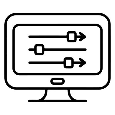 Ekranında üç yatay kaydıracı olan basit bir bilgisayar monitörü çizimi.