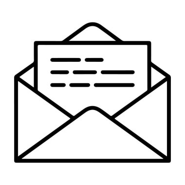 İçinde metin olan açık bir zarfın basit bir satır çizimi.