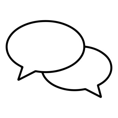 Birbirine bağlı iki konuşma baloncuğunun minimalist siyah beyaz çizgisi.