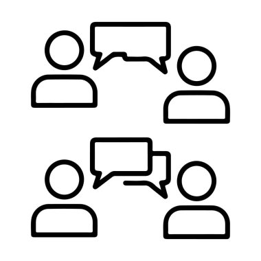 İki insan çifti arasında gerçekleşen iki ayrı konuşmayı temsil eden bir simge.