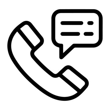 Üzerinde konuşma balonu olan basit bir telefon ahizesi simgesi..
