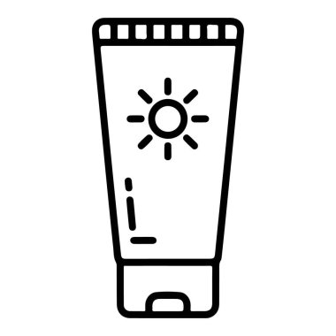 Güneş kremi içeren minimalist siyah beyaz bir çizgi..
