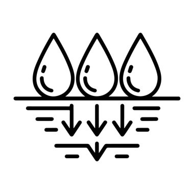 Üç su damlasının bir yüzeyi delip yeryüzüne doğru ilerlediğini gösteren bir çizim..