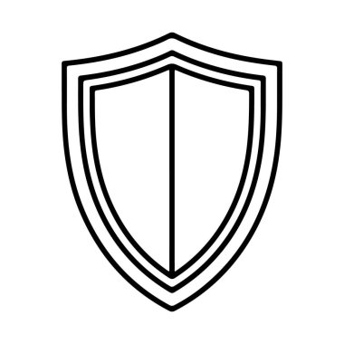 Merkezi dikey çizgileri olan klasik bir kalkan şeklinin temiz, minimalist çizimi.