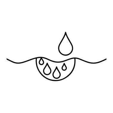 Su damlacıklarının bir yüzeye emildiğini gösteren basit bir çizgi.